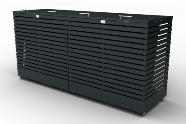 4 containers | Platte deksel | Verrijdbaar