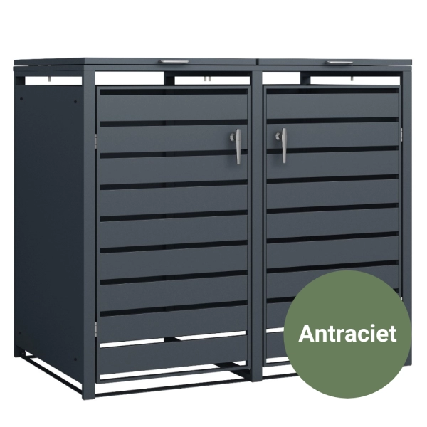 2 containers | Kliko Ombouw Metaal 2 Deurs Antraciet Ral 7016