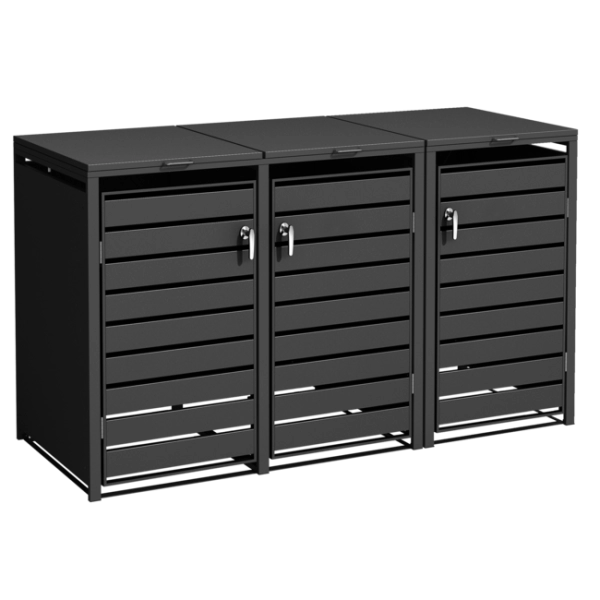 3 containers | Kliko Ombouw Metaal 3 Deurs Zwart Ralkleur 9017 - Image 4