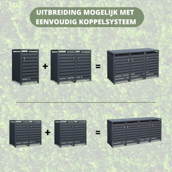 2 containers | Kliko Ombouw Metaal 2 Deurs Zwart Ralkleur 9017 - Image 3